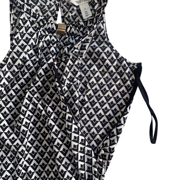 White House Black Market Sleeveless Geometric Print Blouse Womens Size 0 Keyhole - Picture 9 of 13
